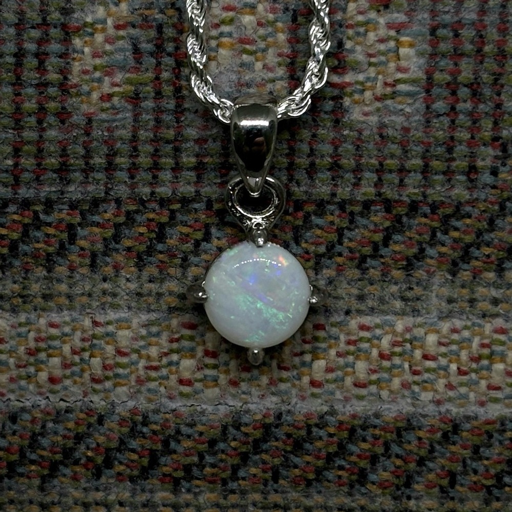 Australian Mint Drop Coober Pedy Opal Pendant Necklace